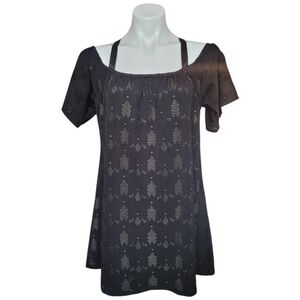 JOYCE Womens Medium Black Off Shoulder Tunic Top